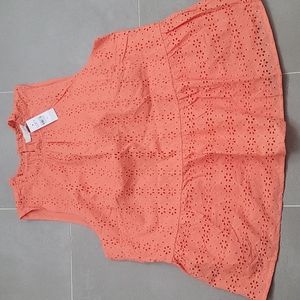 Brand New LOFT Coral Eyelet Peplum Halter Shell